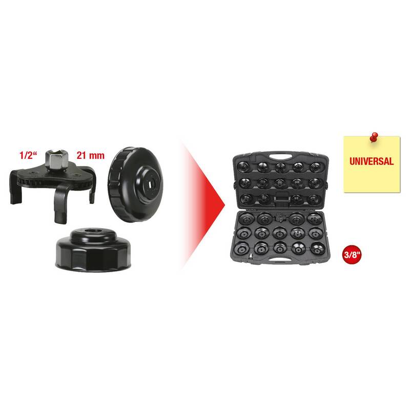 KS Tools Ölfilterschlüssel 3/8" 30-tlg. Set im robusten Kunststoffkoffer 6670g - 4042146071816