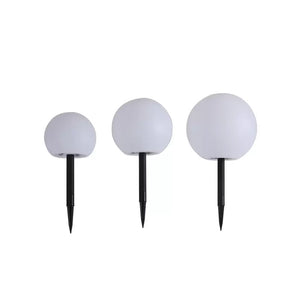 B-Ware Lindby Solarlampen Gartenleuchten LED Kugeln Erdspieß Set weiß Lago