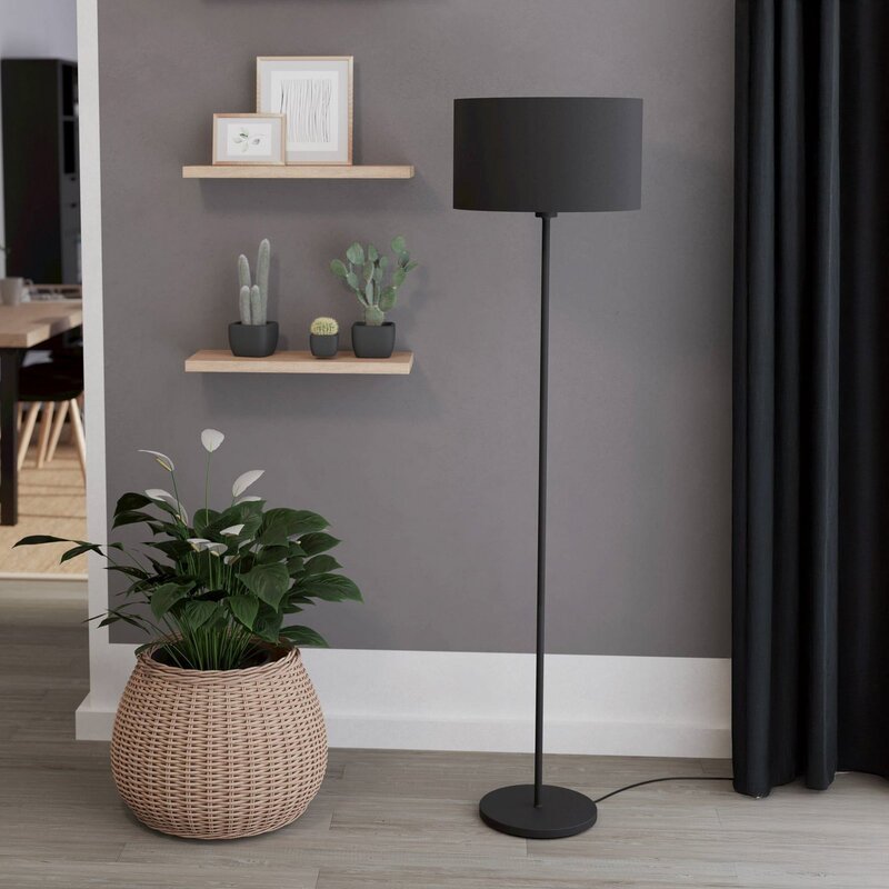 Eglo Stehleuchte Stehlampe Maserlo Standleuchte Höhe 151 cm Stoff/Stahl schwarz - 9002759990466