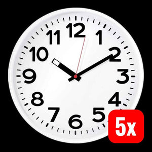 5x B-Ware EUROTIME Wanduhr Quarz analog Kunststoff kabellos 870g weiß Ziffernblattfarbe