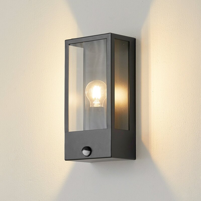 Lindby Außenwandleuchte Ilana LED Gartenlampe mit Bewegungsmelder schwarz IP44 - 4251911772746