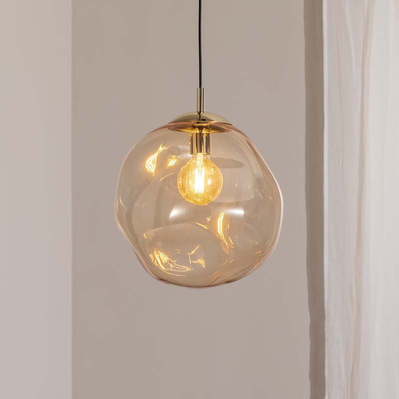Glas Hängeleuchte Sol LED Pendelleuchte dimmbar schwarz bernstein Ø35cm 185cm - 5901780542610