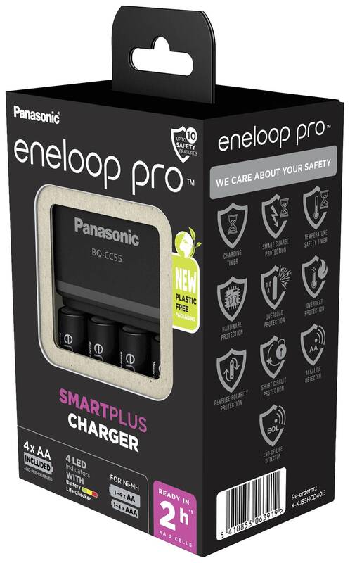 Panasonic Smart&Quick Ladegerät BQ-CC55 + 4x eneloop pro AA Akkus - 5410853063919