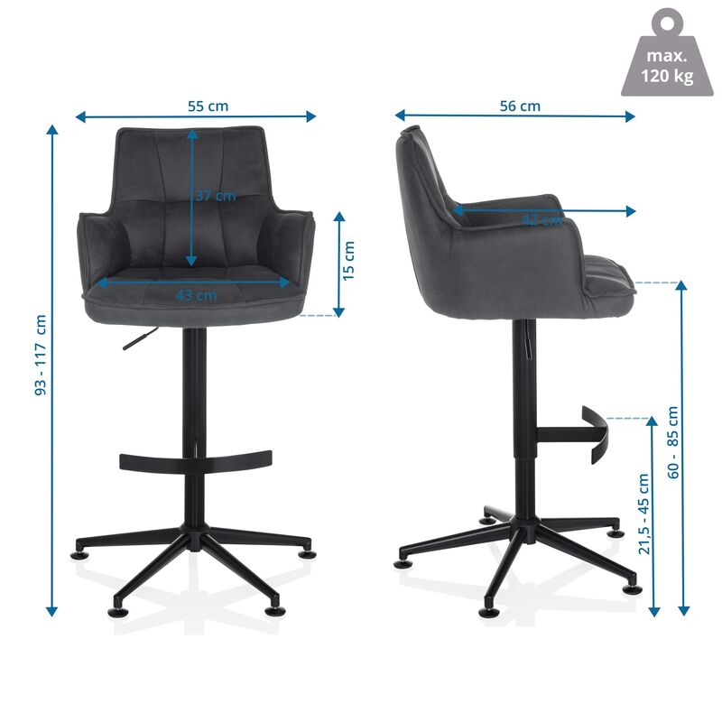 hjh LIVING Barhocker Drehstuhl Hocker SOLAO LIFE HIGH grau Sitz SIEHE TEXT - 4064323106623