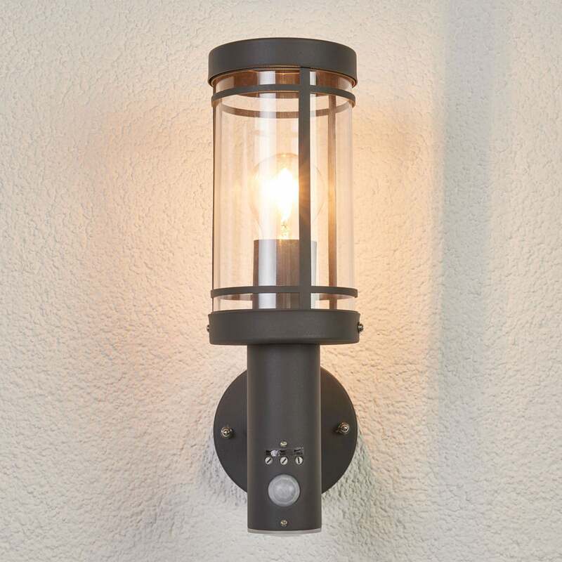 Lindby Außenwandleuchte Djori LED Gartenlampe mit Bewegungsmelder anthrazit IP44 - 4251096528688