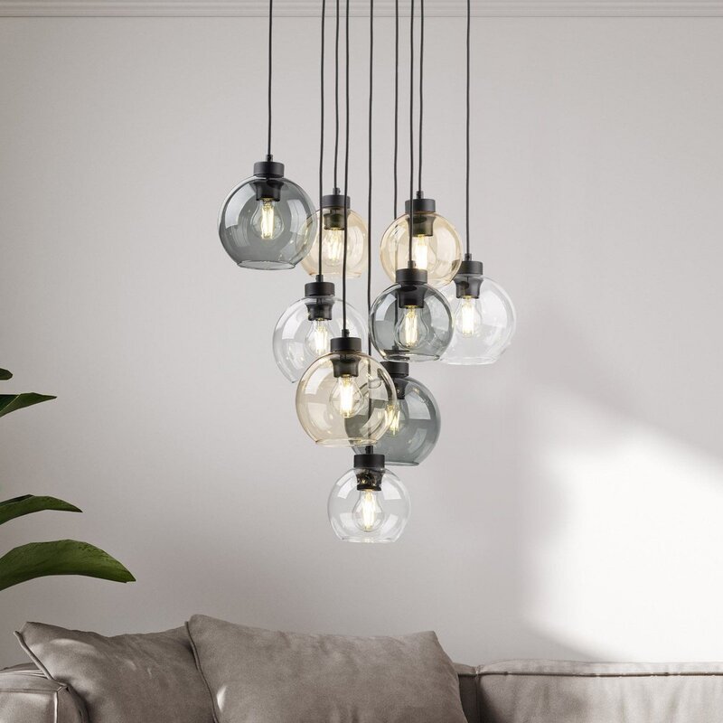 Hängelampe Cubus Mix Deckenleuchte Lampe Ø 58 cm mehrfarbig Glas E27 9 flg - 5906135102471