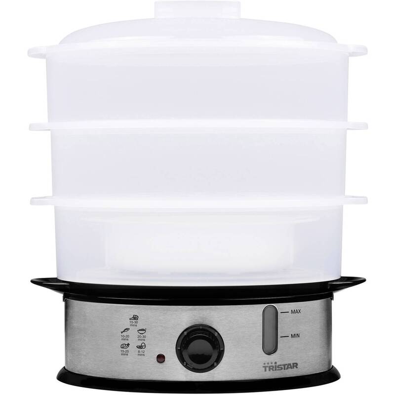 Tristar Dampfgarer Dampfer BPA-frei Edelstahl 1200W 3 Ebenen Schwarz 1,5kg - 8713016065728