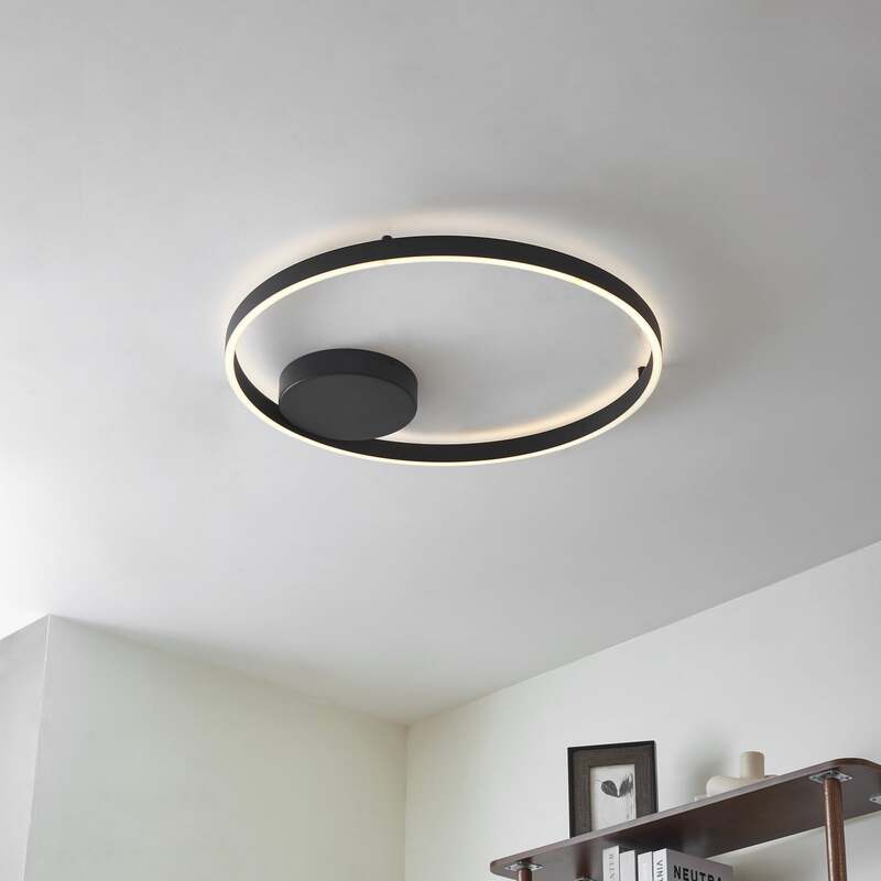 Lucande Smart-LED-Deckenleuchte Moise schwarz 42W dimmbar WLAN Tuya 60cm - 4255830900310