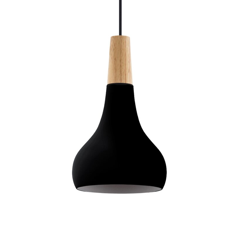 EGLO Hängeleuchte Pendelleuchte Sabinar Lampe schwarz Stahl Holz Wohnzimmer - 9008606235773