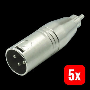 5x B-Ware Kash XLR-Adapter XLR-Stecker Cinch-Stecker Mono 3-polig Silber 1 Stück Adapter