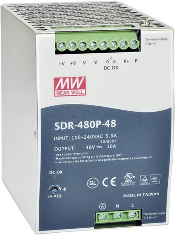 Mean Well SDR-480P-24 DIN-Schiene Netzteil 480W 24V 20A mit Schutzfunktionen - 4021087017916