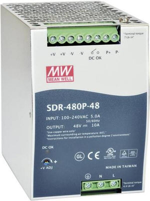 B-Ware Mean Well SDR-480P-24 DIN-Schiene Netzteil 480W 24V 20A mit Schutzfunktionen