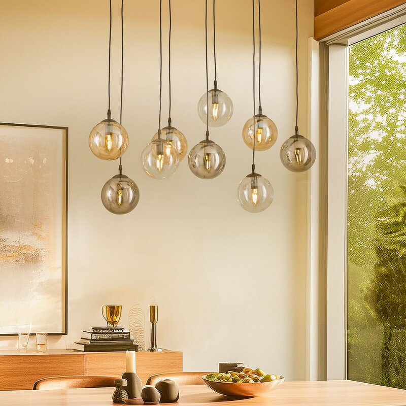 emibig Hängeleuchte Glassy schwarz grafit amber klar E14 Deckenlampe Leuchte - 5901738900615
