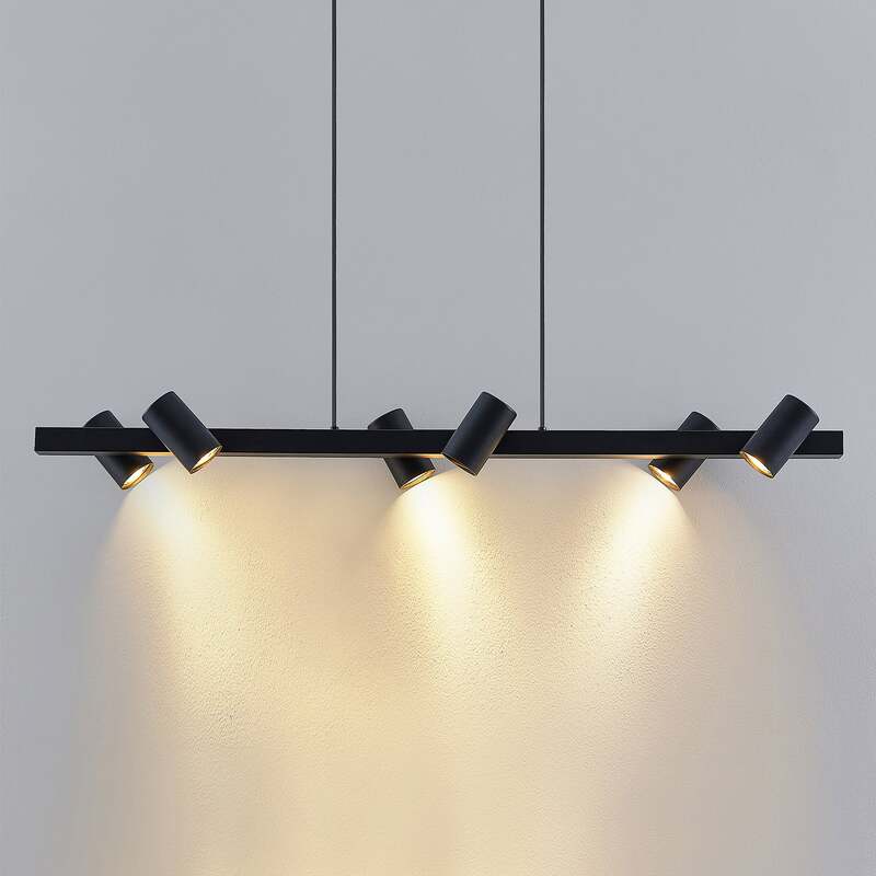 Lindby Hängeleuchte Pendelleuchte Savoli Leuchte Schwarz Stahl Metall 6-flammig - 4251911703795