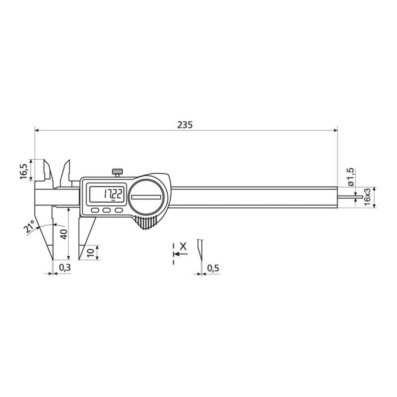 Helios-Preisser Digitaler Tiefenmessschieber Edelstahl 150mm IP67 präzise - 4029713019198