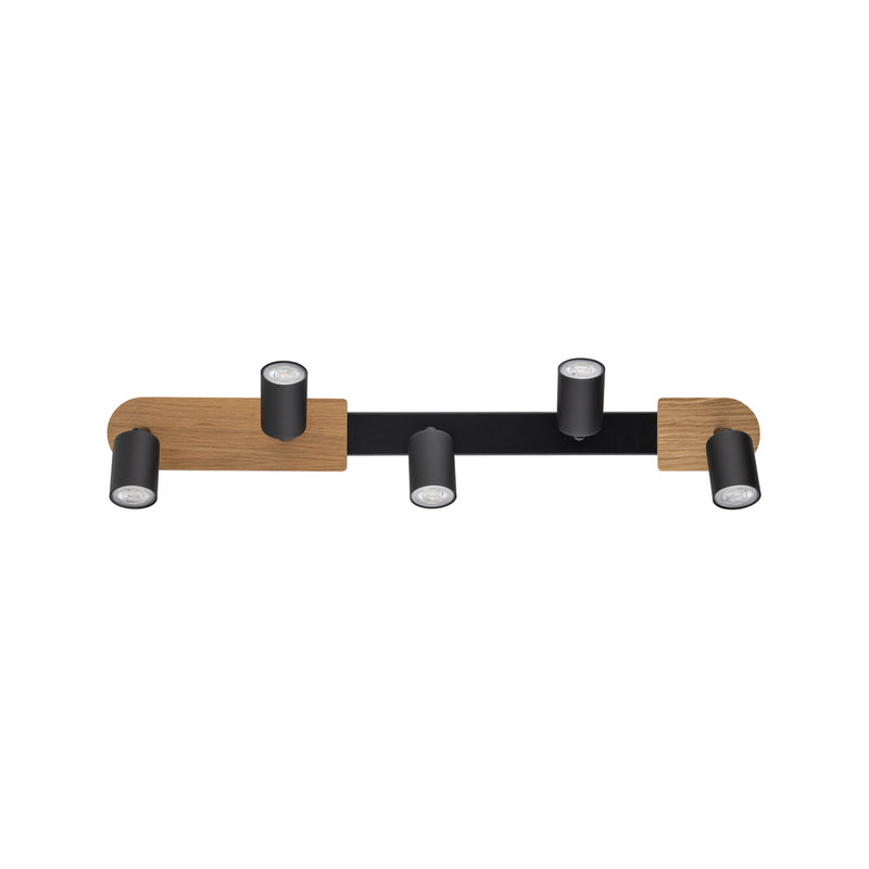 TK Lighting Deckenspot Lampe LED GU10 schwarz holz hell fünfflammig Holz Stahl - 5901780557775