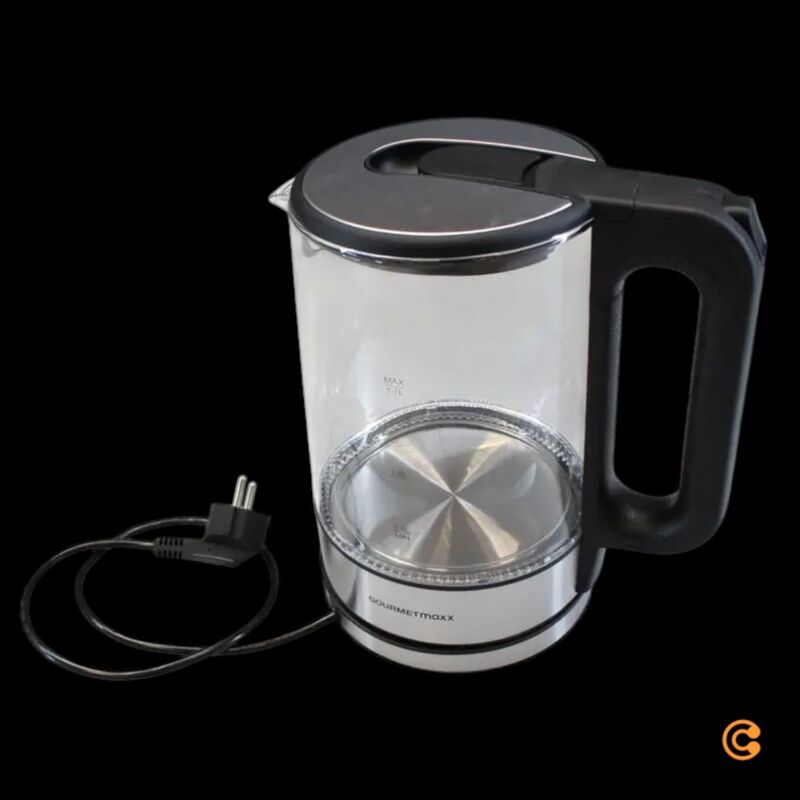 GourmetMaxx Wasserkocher Teekocher 1,7l 2200W Edelstahl schwarz kabellos Glas - 4067522016618