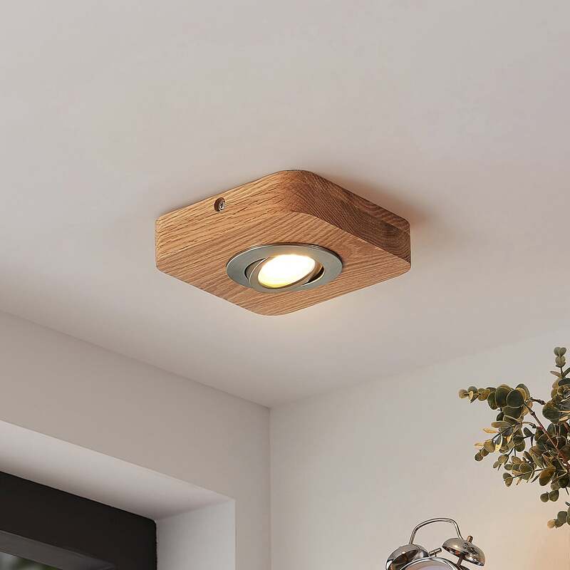 Lindby Deckenleuchte Mikari LED Lampe Downlight Holz schwenkbar warmweiß 14cm - 4251911707939