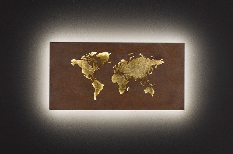 Linda LED Wall Lamp in Map Design Gold - 4003474360607