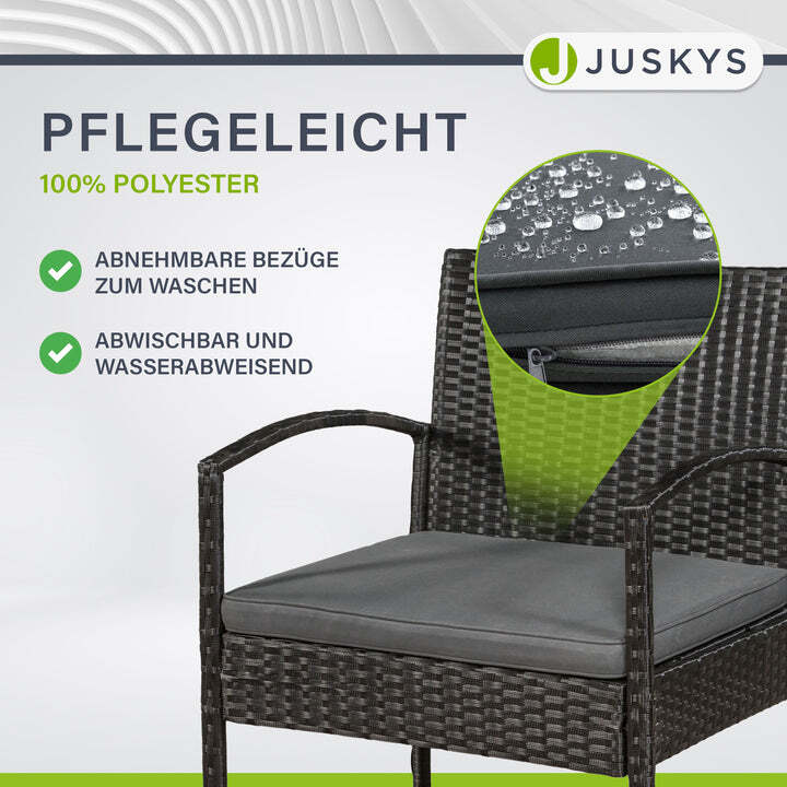Polyrattan Gartenmöbel Trinidad Sitzgruppe Tisch Bank Sessel schwarz 4 Persone - 4260304769775