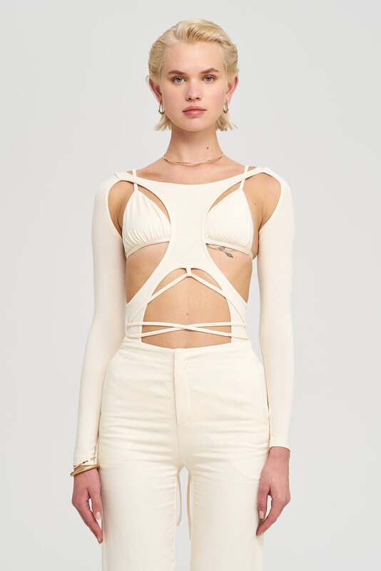IAMNOTBASIC Margot Bodysuit Body Einteiler Damen Elfenbein Größe M - 8682521044569