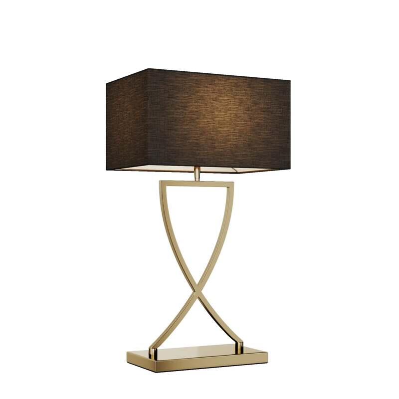 Lucande Tischleuchte Evaine Hängelampe Lampe E27 messing schwarz 66cm 35cm - 4251096566659