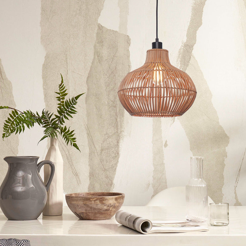 GOOD & MOJO Hängelampe Kalahari LED Hängeleuchte Lampe Rattan natur Ø32cm E27 - 8716248091374