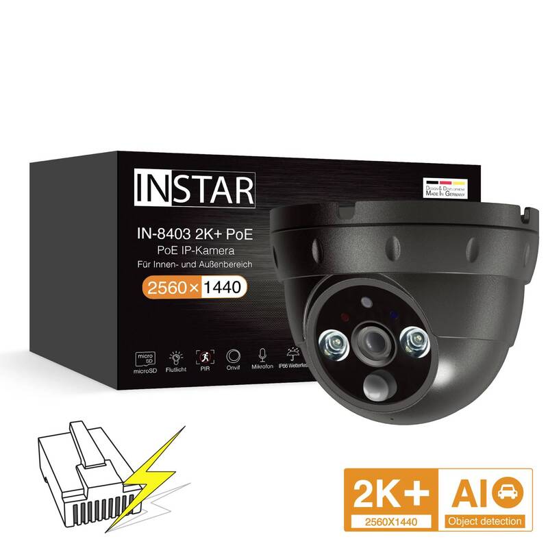 INSTAR IN-8403 2K+ POE IP-Kamera Schwarz 2560x1440 IR 20m Innen Außen IP66 - 4260591891067
