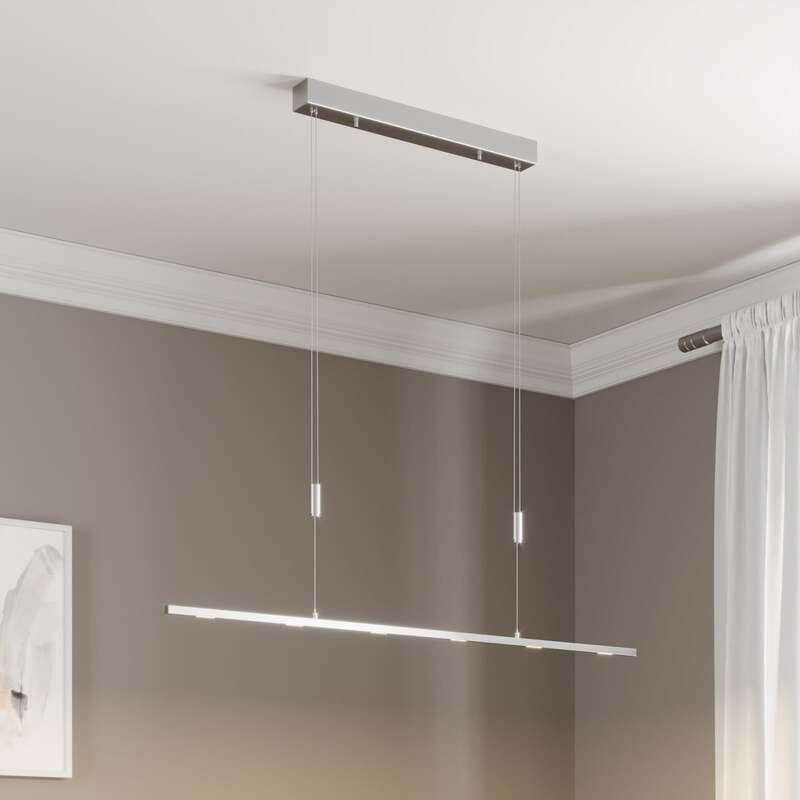 Lucande Hängelampe Hängeleuchte Arnik LED Pendelleuchte dimmbar nickel 120cm - 4251096549164