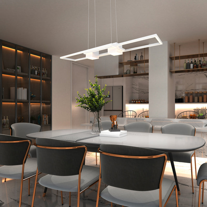 TRIO LIGHTING Hängeleuchte Albany LED dimmbar weiß 100x28cm Alu Fernbedienung - 4017807610338