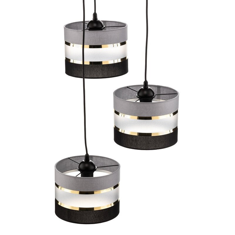 HELAM Pendelleuchte Hängelampe Helen rund grau-schwarz-gold 3-flammig Esszimmer - 5902349228839