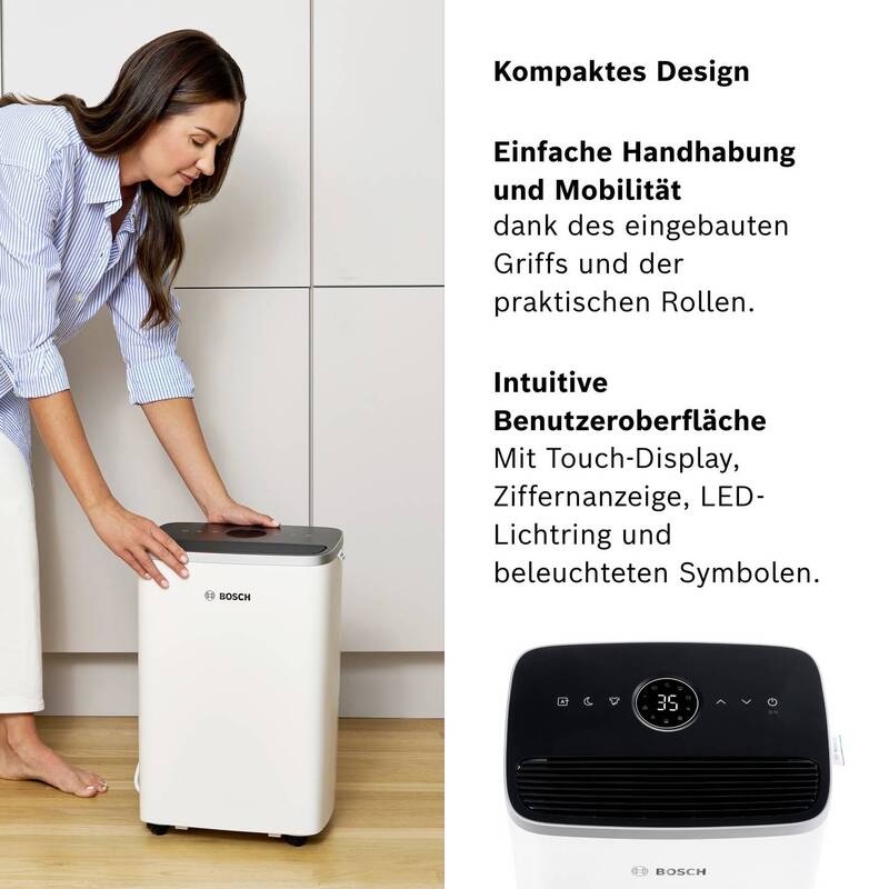 Bosch Luftentfeuchter Dry 4000 Heizgerät Handtuchheizkörper 2,5l 75m² 40dB weiß - 4069143047774