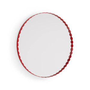 B-Ware HAY Arcs Spiegel Rund Wandspiegel Edelstahl Rahmen rot