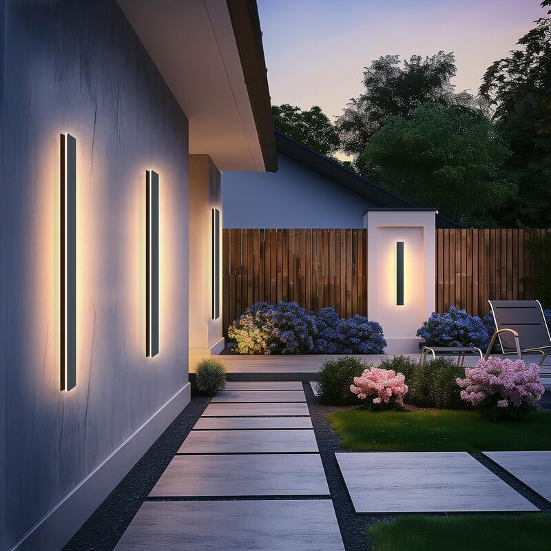 GSALDY Wandleuchte Wandlampe Außenleuchte LED Schwarz Metall 100 cm SIEHE TEXT - 0788081217530