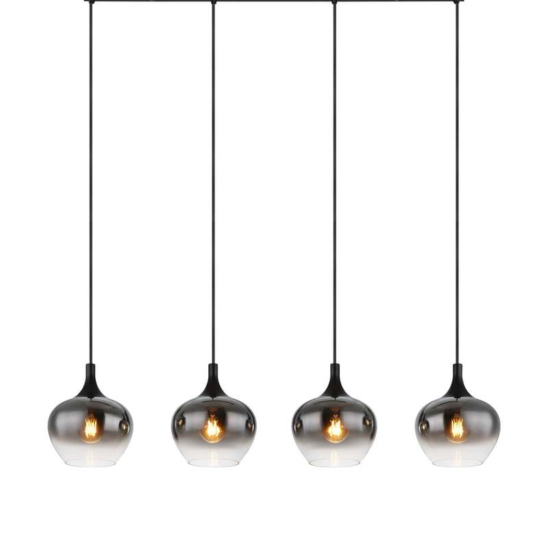 Hängelampe Maxy 100 cm rauchgrau 4-flg E27 dimmbar Globo Glas - 9007371432400