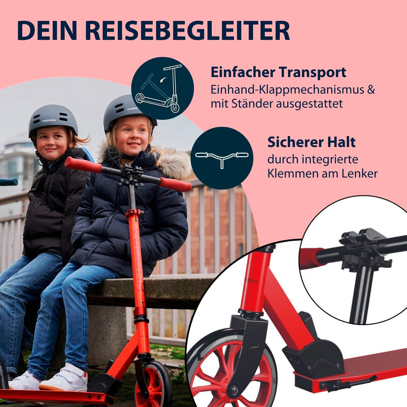 HUDORA Scooter Up 200 rot höhenverstellbar für Kinder und Erwachsene bis 100 kg - 4005998144572