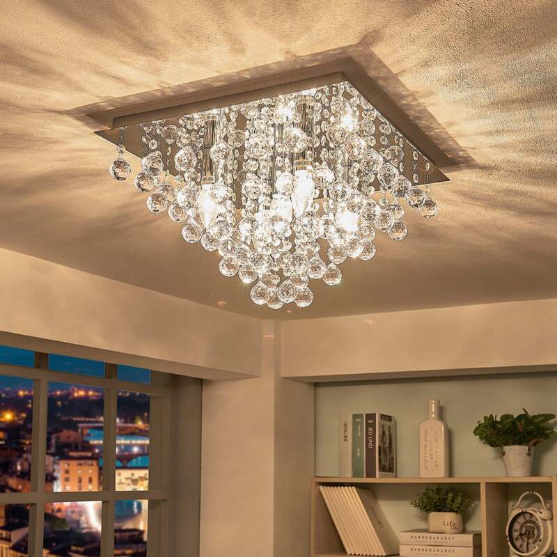 Lindby Deckenleuchte Annica LED Lampe Leuchte dimmbar chrom 42x42cm 5-flammig - 4251096535877