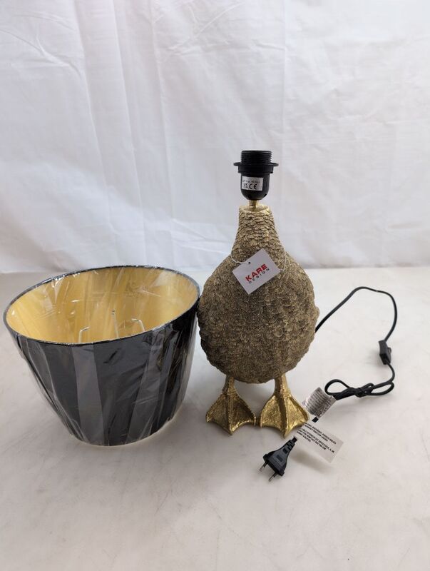 KARE Tischleuchte Animal Duck Ente Lampe E27 schwarz gold 58cm witziges Design - 4025621527022