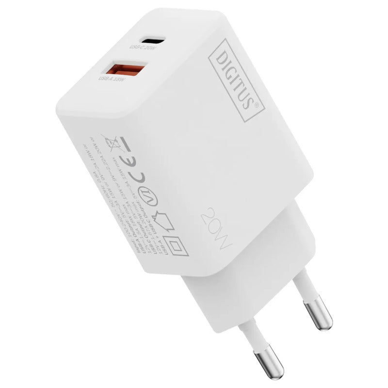 Digitus USB Ladegerät DA-10300 20W 1x USB-A 1x USB-C Ladegerät weiß kompakt - 4016032505808