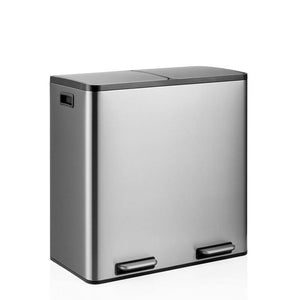 B-Ware hjh OFFICE Mülleimer Abfallsammler Silber Clean 13 S Mülltrennung Behälter 2x30L