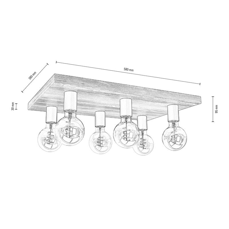 Envostar Lobo Deckenlampe Leuchte Deckenbeleuchtung 6-flammig Kiefer grau LED - 4251911748116