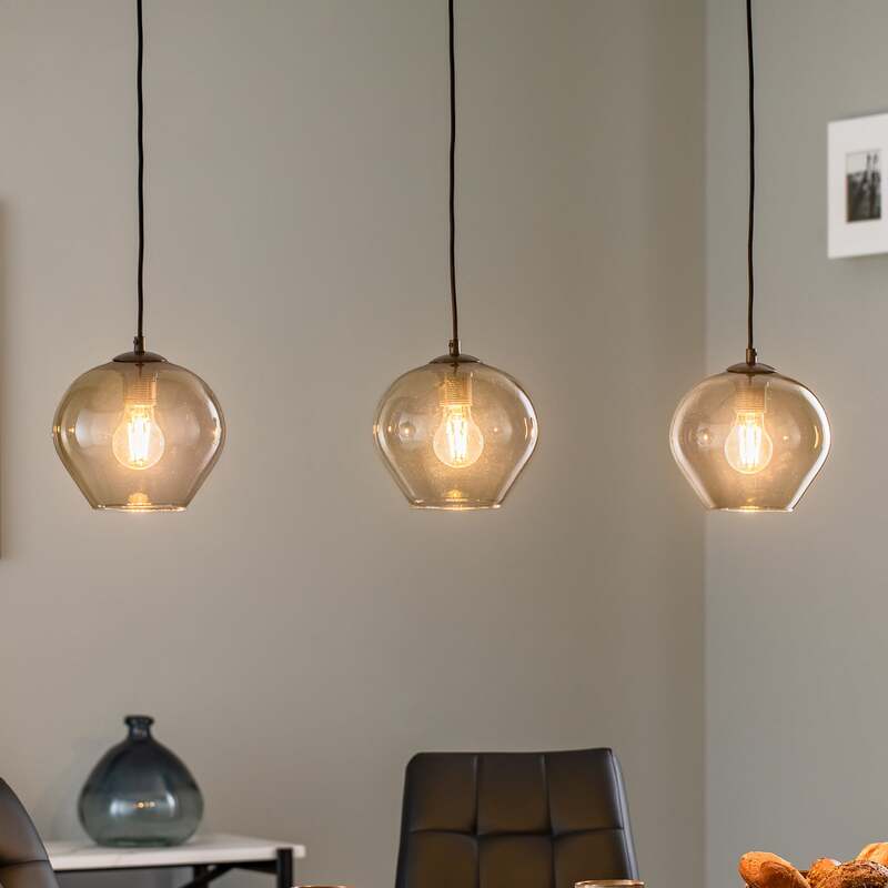 Hängelampe Svala 3-flammig LED Pendelleuchte dimmbar schwarz rauchgrau 104x24cm - 5902553230482