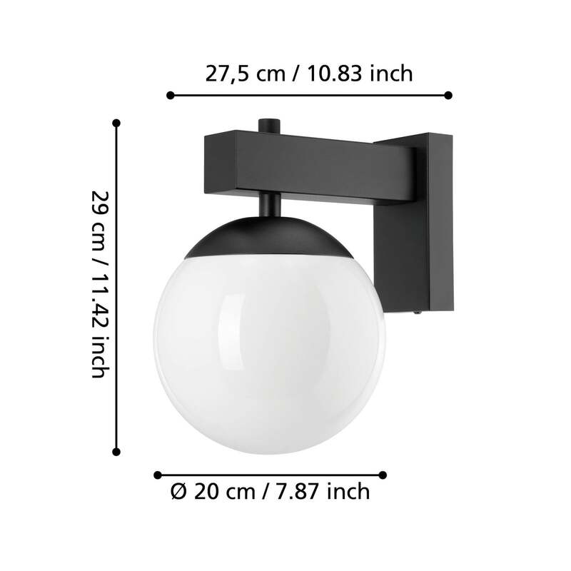 Eglo Außenwandleuchte Bufalata LED Wandlampe dimmbar schwarz/opalweiß 20x29cm - 9008606261758
