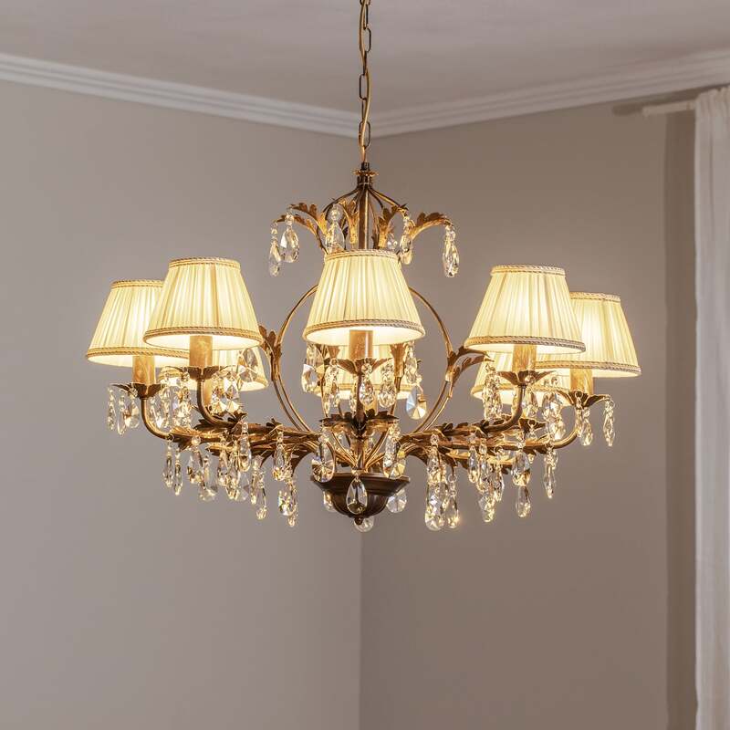 Kronleuchter Karen Hängelampe 8-flammig LED dimmbar bronze Ø80cm elegant - 8030626543379