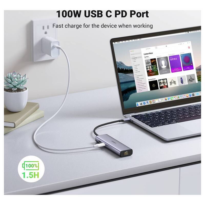 UGREEN USB-C Dockingstation 7-in-1 Hub HDMI 4K Ladefunktion grau Universal - 6957303895687