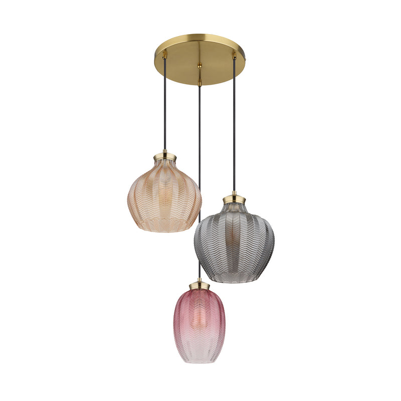 Hängelampe Jessica Ø 45 cm bunt 3-flg Glas Globo dimmbar E27 - 9007371487110