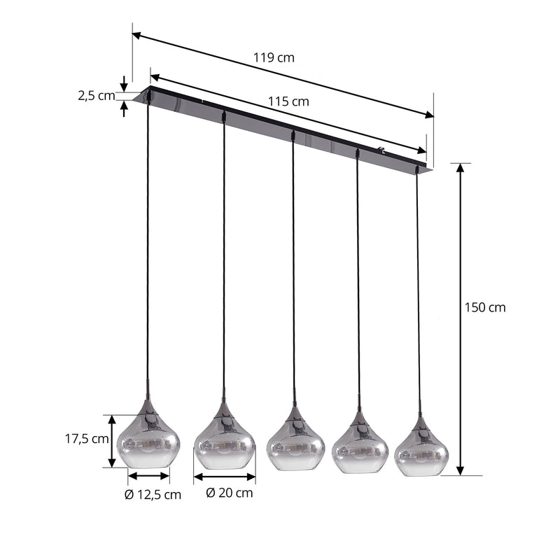 Lucande Hängeleuchte Jarven 5-flammig schwarz LED Deckenlampe Lampe Leuchte - 4251911791570