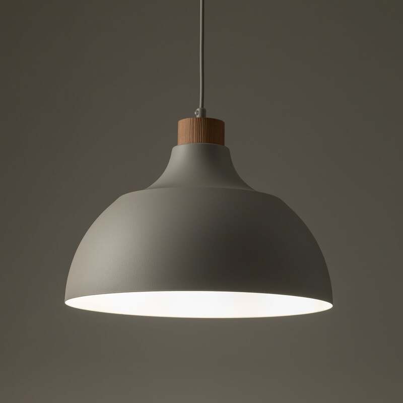Envostar Hängeleuchte Kaitt LED Pendelleuchte dimmbar beige Holzdetail Ø34cm - 5906135159987