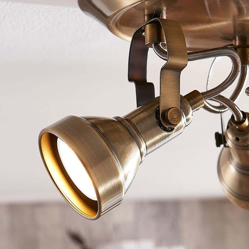 Lindby Deckenlampe Perseas LED Lampe Leuchte dimmbar altmessing Ø22cm 3-flg - 4251096502411