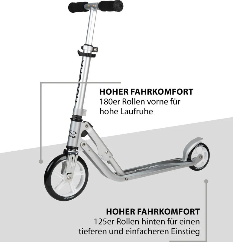 HUDORA Little BigWheel Scooter silber klappbar höhenverstellbar für Kinder 4+ - 4005998857144